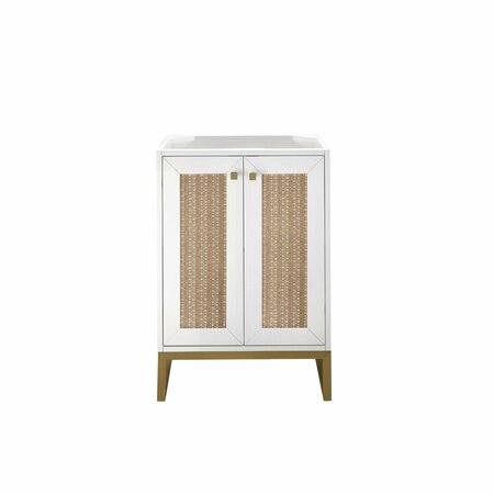 James Martin Vanities Chianti 24in Single Vanity Cabinet, Glossy White, Radiant Gold E303-V24-GW-RGD